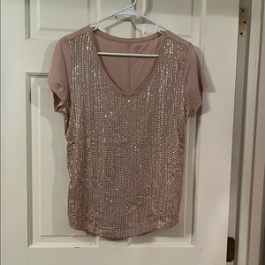 LOFT Blush Sequin Blouse